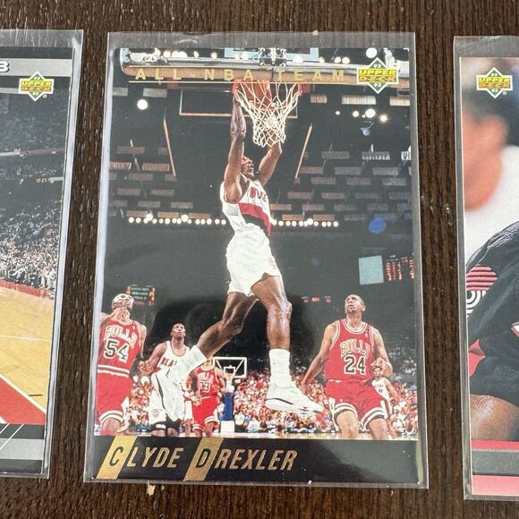 Clyde Drexler 12 Card Lot Trail Blazers Hornets NBA Basketball 2x HOF Dream Team - Picture 3 of 12